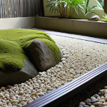 ** A serene Zen garden with meticulously raked gravel, carefully placed stones, and a small patch of moss. The overall impression should be one of peace, tranquility, and minimalist beauty. Focus on soft lighting and natural textures.

**