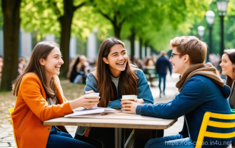 대학의 의미 - **Vibrant University Campus Life:**
    A diverse group of cheerful university students, appearing t...